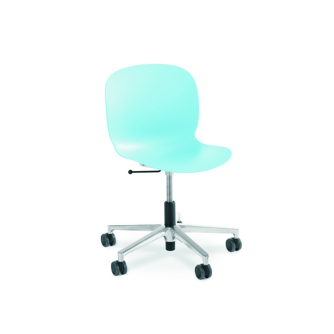 rbm noor 6070 footbase in polished aluminium, polypropylene shel