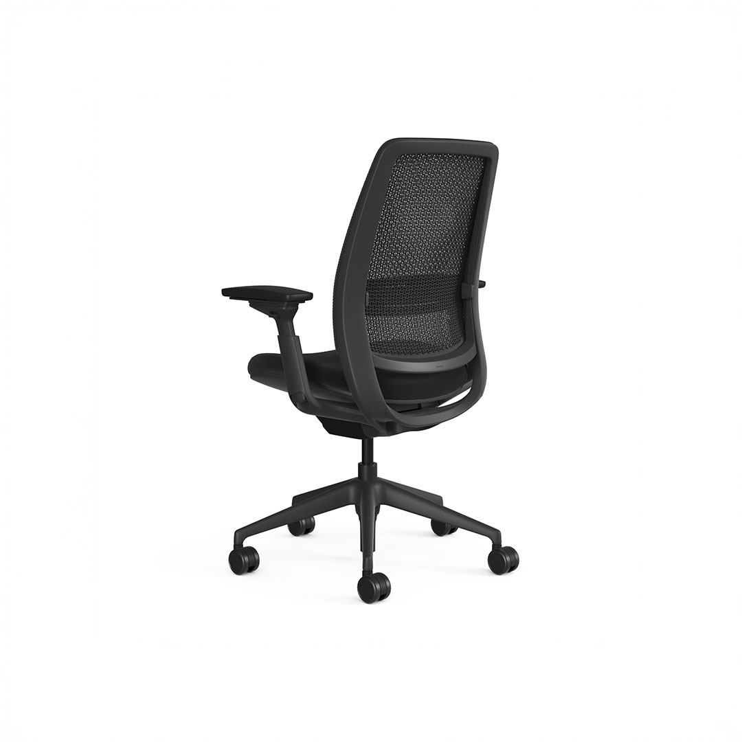 steelcase series 2 chair 3d knit licorice (back) and ebony (seat), dark frame, no headrest