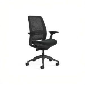 steelcase series 2 chair 3d knit licorice (back) and ebony (seat), dark frame, no headrest