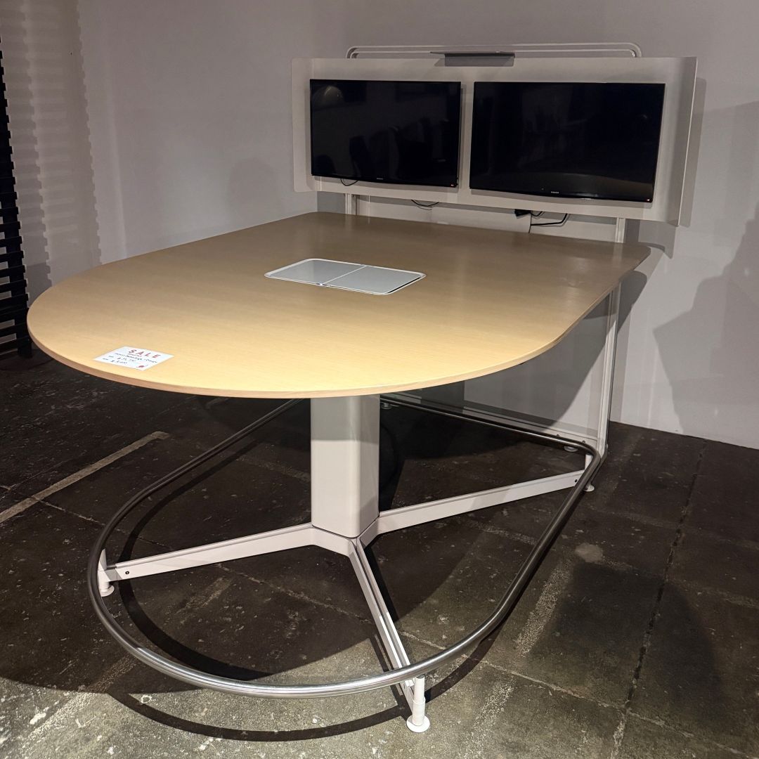 steelcase mediascape large d shape collaborative table