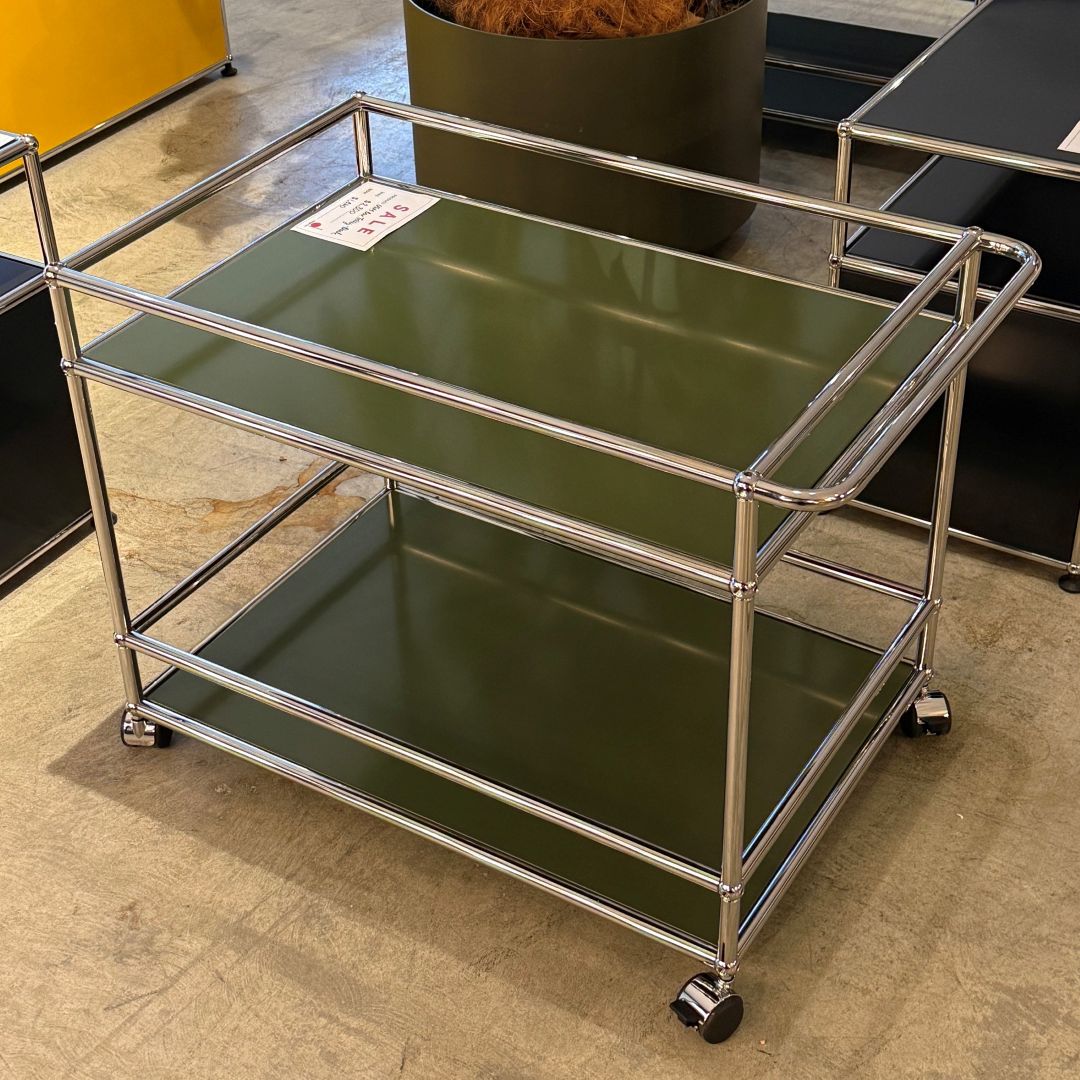 usm haller serving trolley olive green